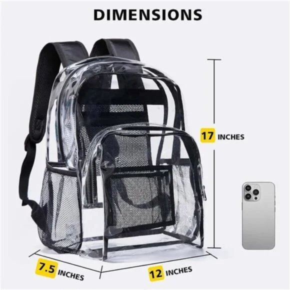 New Clear Backpack Heavy Duty PVC Transparent Backpack - Picture 2 of 7